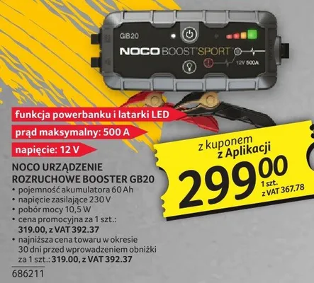 Ładowarka rozruchowa Booster Noco GB20 promocja w Selgros