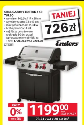 Grill gazowy Enders Boston 4 KR Turbo promocja w Selgros