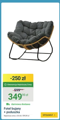 Fotel bujany z poduszką promocja w ERLI
