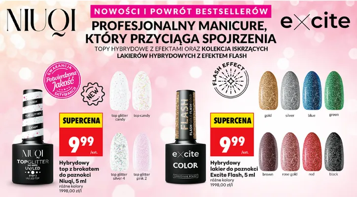 Hybrydowy top z brokatem do paznokci różne kolory promocja w Biedronka