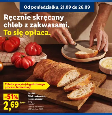 Chleb z zakwasami ręcznie skręcany Deluxe promocja w Lidl