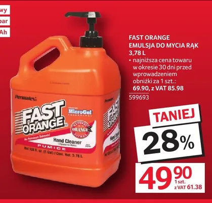 Emulsja do mycia rąk Fast Orange promocja w Selgros