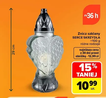 Znicz szklany Serce Skrzydła promocja w Carrefour