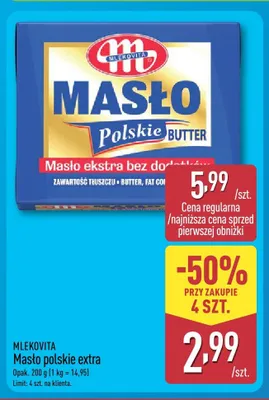 Masło polskie extra Mlekovita promocja w Aldi