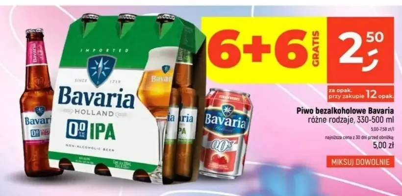 Piwo bezalkoholowe Bavaria promocja w Dealz
