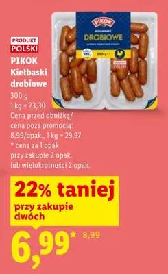 Kiełbaski drobiowe Pikok promocja w Lidl