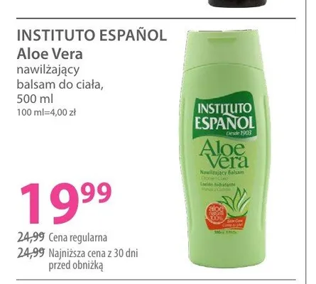 Balsam do ciała Instituto Español Aloe Vera nawilżający promocja w Hebe