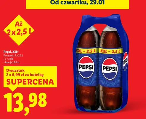 Napój gazowany Pepsi XXL 2x2,5 l promocja w Lidl