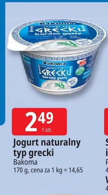 Jogurt naturalny typ grecki Bakoma promocja w Leclerc