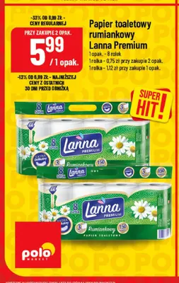 Papier toaletowy rumiankowy Lanna Premium promocja w POLOmarket