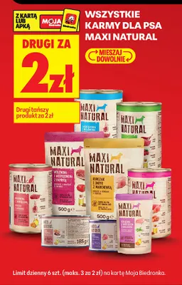 Karma dla psa cielęcina z królikiem i groszkiem Maxi Natural promocja w Biedronka