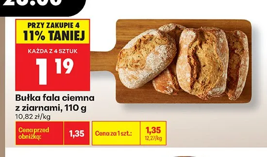 Bułka fala ciemna z ziarnami promocja w Biedronka