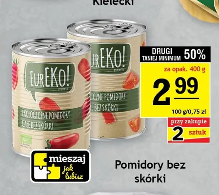 Pomidory całe bez skórki ekologiczne Eureko! promocja w Gram Market