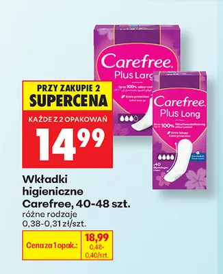 Wkładki higieniczne Carefree promocja w Biedronka