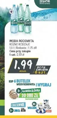 Woda mineralna Rodowita delikatnie gazowana promocja w Słoneczko