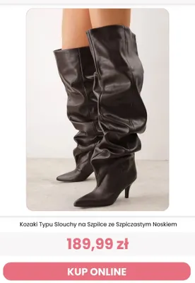 Kozaki typu slouchy na szpilce ze szpiczastym noskiem Renee promocja w Renee