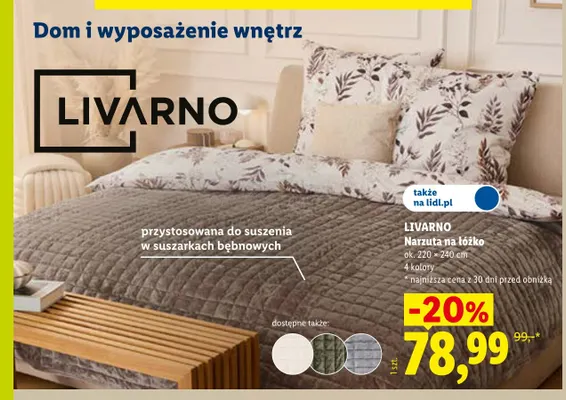 Narzuta na łóżko Livarno 220x240 cm promocja w Lidl