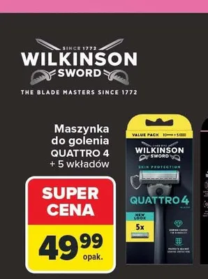 Maszynka do golenia Wilkinson Sword Quattro 4 + 5 wkładów promocja w Carrefour
