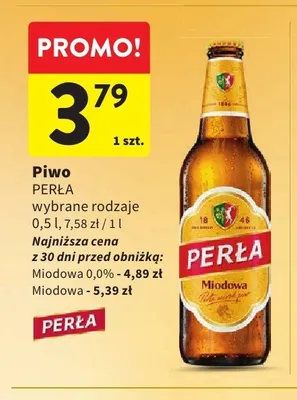 Piwo bezalkoholowe Perła Miodowa promocja w Intermarche
