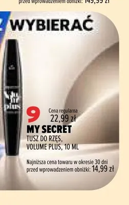 Tusz do rzęs Volume Plus My Secret promocja w Drogerie Natura