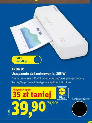 Urządzenie do laminowania Tronic promocja w Lidl