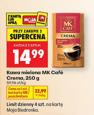 Kawa mielona Crema promocja w Biedronka