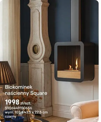 Biokominek naścienny Square Nordic promocja w Castorama