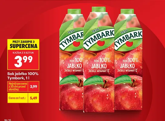Sok jabłko 100% promocja w Biedronka