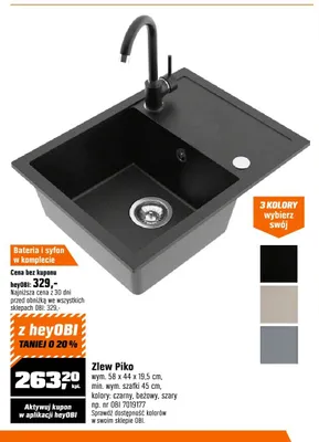 Zlew Piko wym. 58x44x19,5cm promocja w OBI