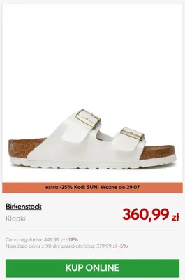 Klapki Birkenstock promocja w eobuwie.pl