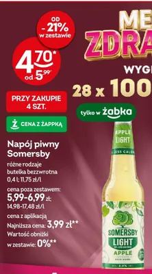 Napój piwny Somersby Light Apple promocja w Żabka