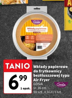 Wkłady papierowe do frytkownicy beztłuszczowej typu Air Fryer Gosia śr. 16 cm promocja w Intermarche