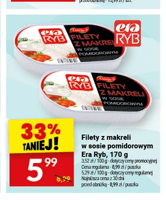 Filety z makreli w sosie pomidorowym Era Ryb promocja w Twój Market