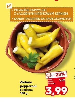 Zielone pepperoni z serkiem promocja w Kaufland