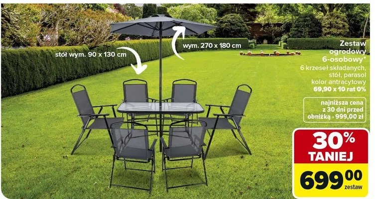 Zestaw ogrodowy 6-osobowy promocja w Carrefour