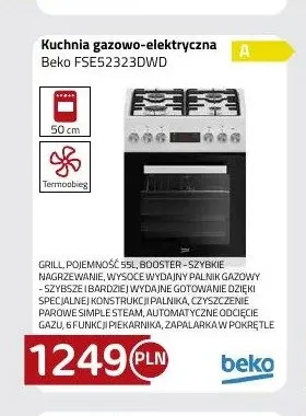 Kuchnia gazowo-elektryczna Beko FSE52323DWD promocja w kakto.pl