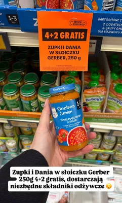 Zupki i dania w słoiczku różne rodzaje 4+2 GRATIS promocja w Biedronka
