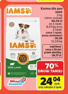 Karma dla psa Iams z jagnięciną promocja w Carrefour Market