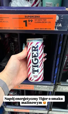 Napój energetyczny Tiger Malina Zero Cukru promocja w Biedronka