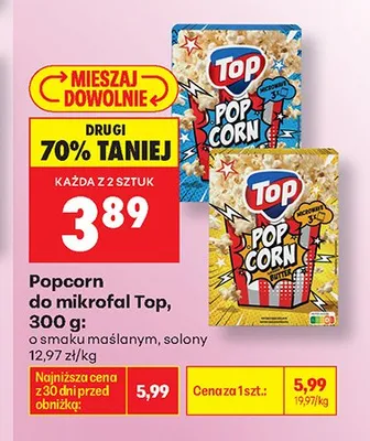 Popcorn do mikrofal o smaku maślanym Top promocja w Biedronka