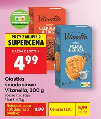Ciastka śniadaniowe czekolada z zbóż promocja w Biedronka