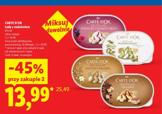 Lody tiramisu Carte D'Or promocja w Lidl
