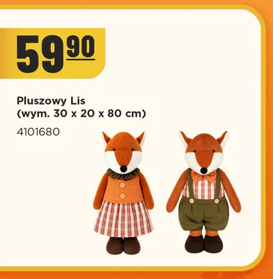 Pluszowy lis 30x20x80 cm promocja w MR. DIY