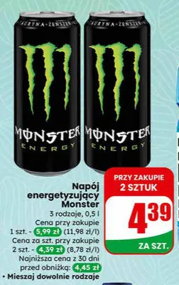 Napój energetyzujący 3 rodzaje promocja w Dino