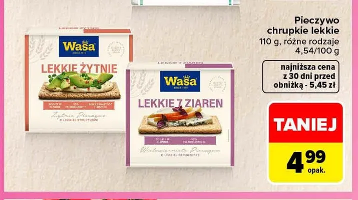 Pieczywo chrupkie lekkie Wasa promocja w Carrefour