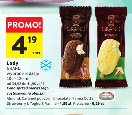 Lody Koral Grand Panna Cotta promocja w Intermarche