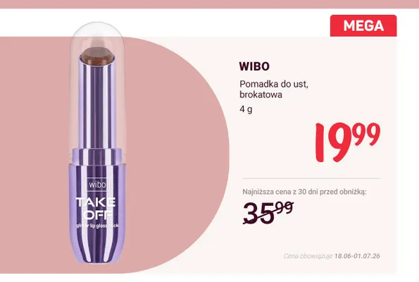 Pomadka do ust brokatowa Wibo promocja w Rossmann