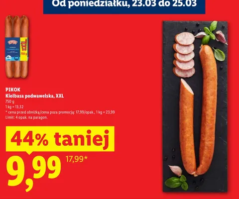Kiełbasa podwawelska XXL promocja w Lidl