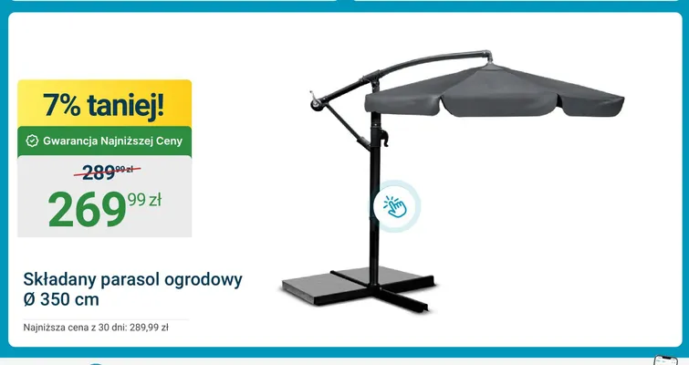Składany parasol ogrodowy Ø 350 cm promocja w ERLI