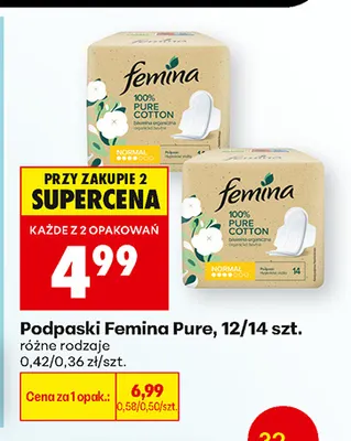 Podpaski Femina Pure promocja w Biedronka